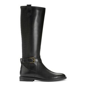 Cole Haan Galina ruched back riding boots in black leather size 5.5